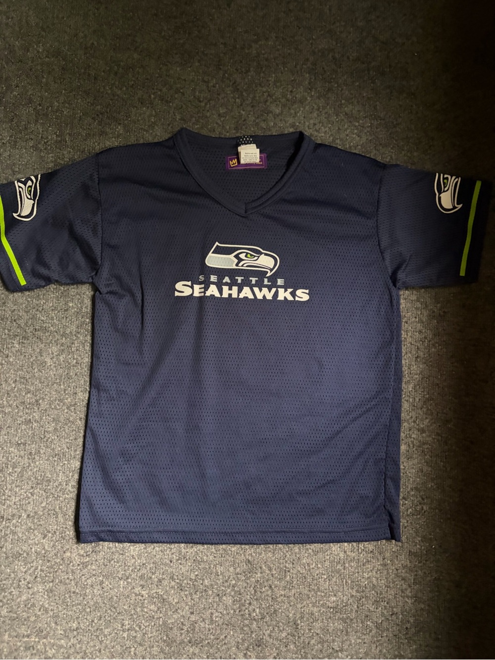 Vintage Seattle Seahawks Youth Navy Short Sleeve Jersey